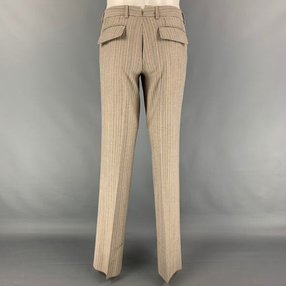 D&G by DOLCE & GABBANA 36 Khaki Navy Stripe Polyester Blend Notch Lapel Suit - Picture 6 of 7